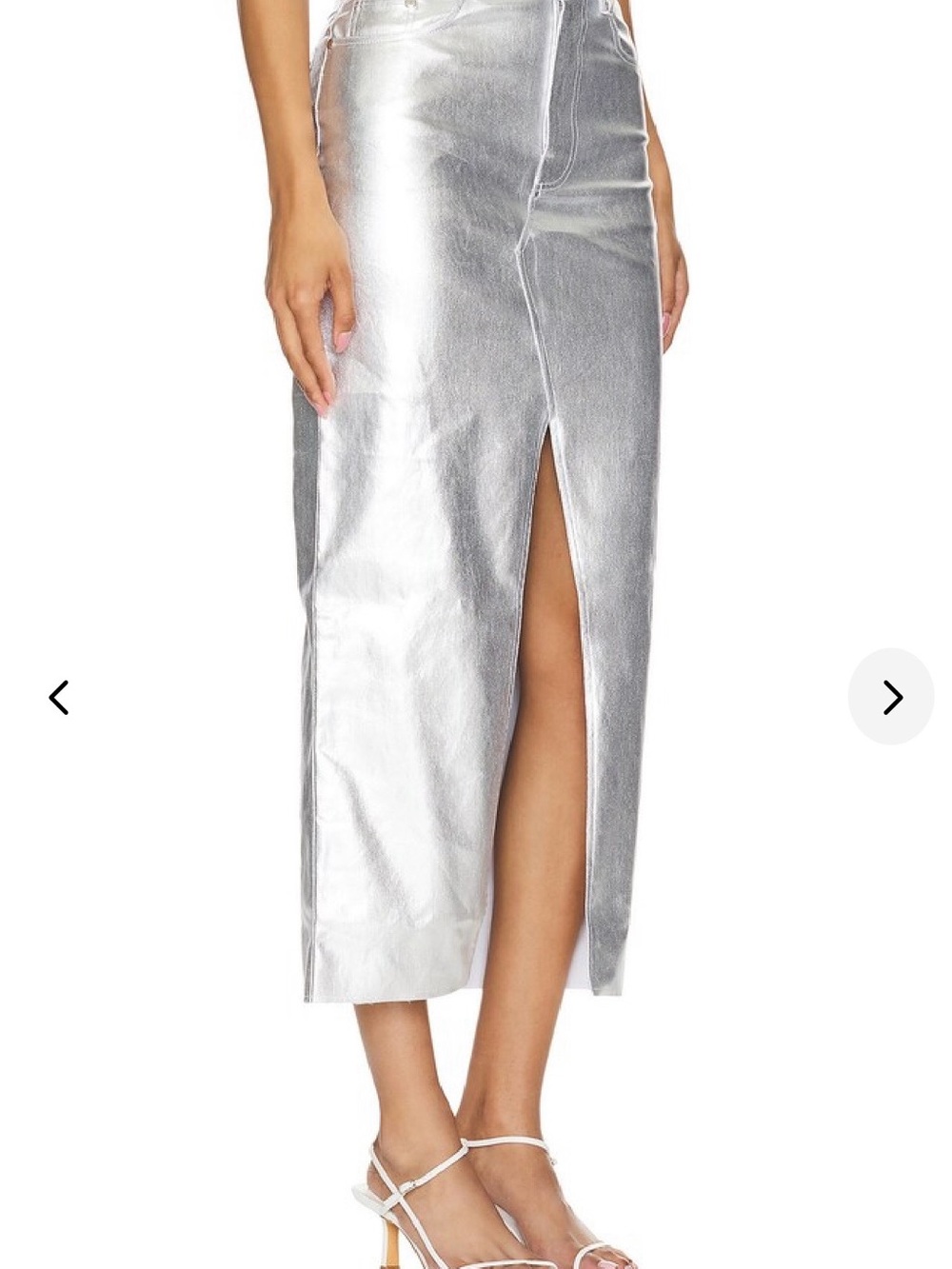 Wayf Metallic Silver Maxi Skirt with Front Slit - Picture 3 of 10